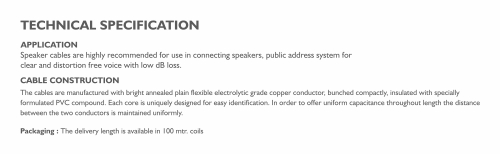 Specification - Speaker Wires