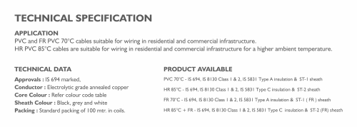 Specification - Round Multicore Cables